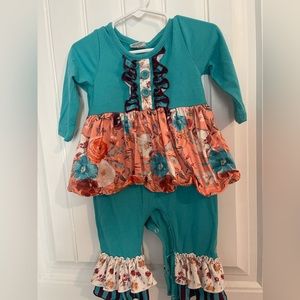 Floral and turquoise boutique one piece outfit!